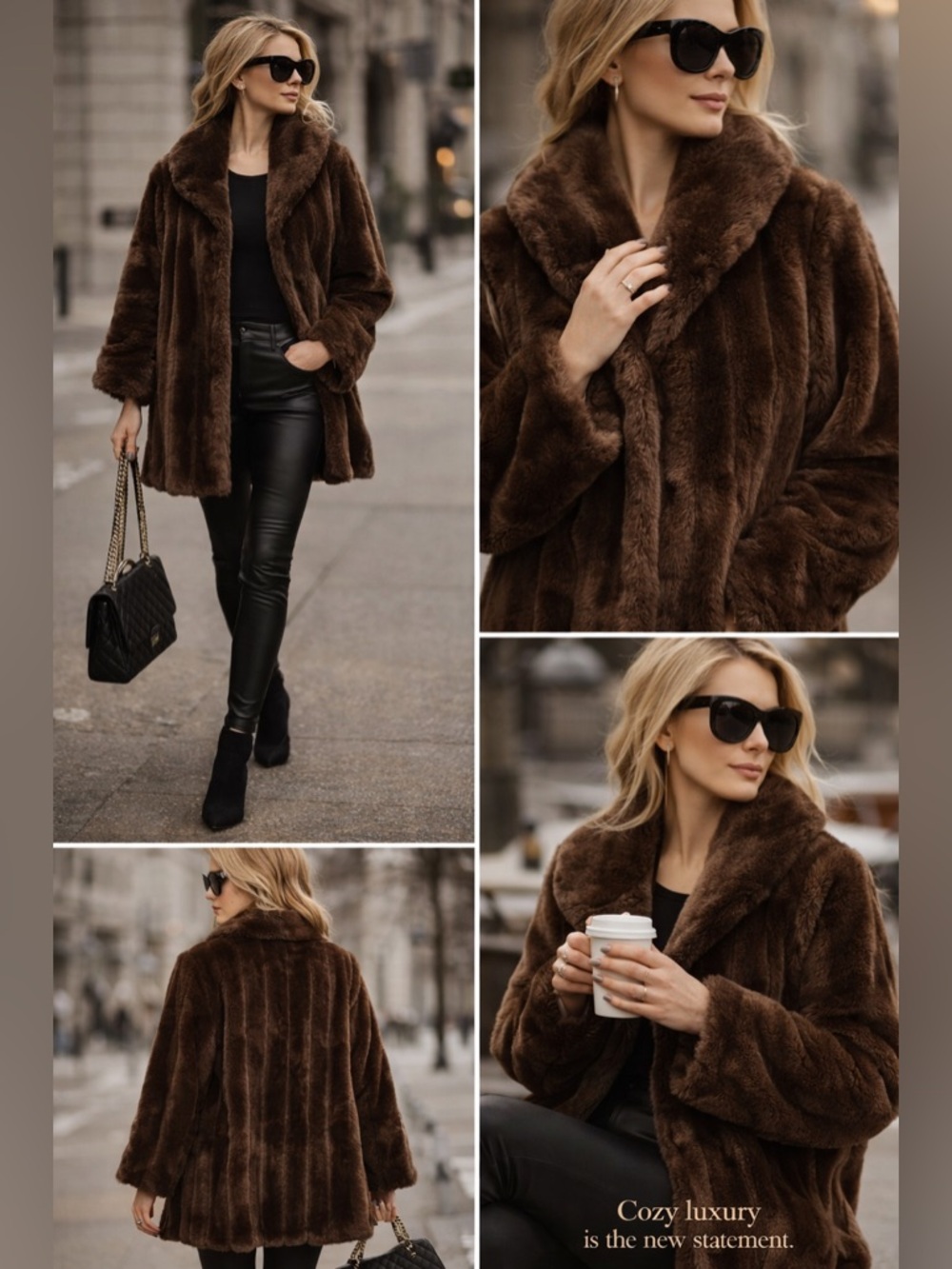 Anthony Richards Women’s Plush Teddy Jacket in Rich Brown